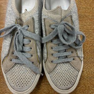 Brunello Cucinelli Wool Knit and Suede Sneakers with Monili Trim